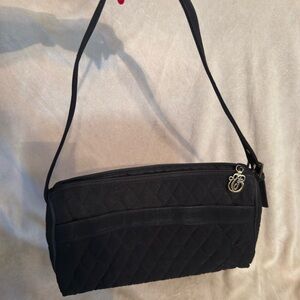 Vera Bradley Quilted Black Shoulder Bag with Signature Charm